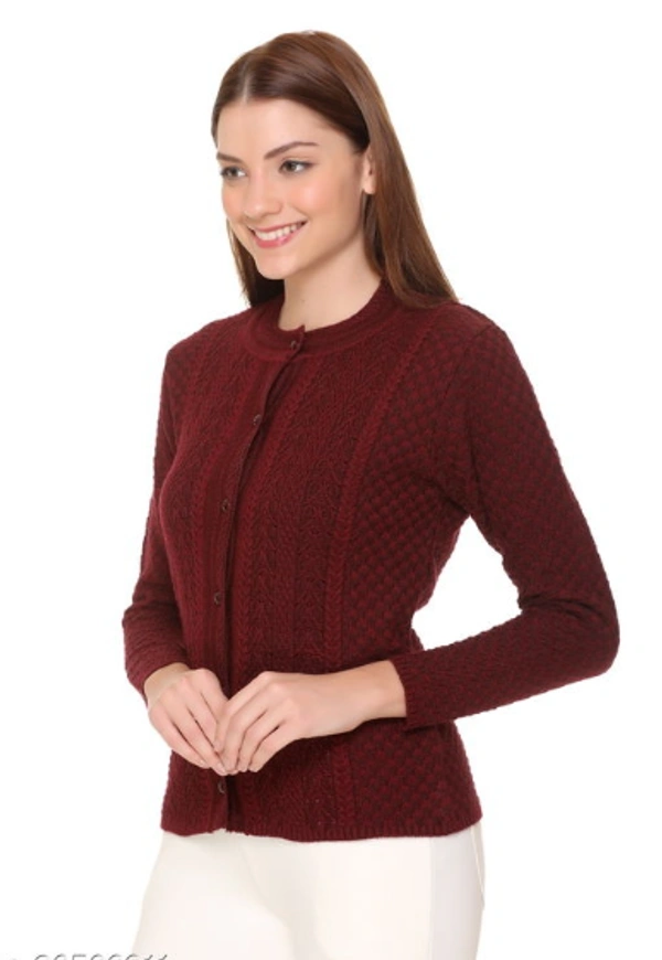 CLAPTON Self Design/ Knitting Full Sleeves Sweater, Cardigan This Is Pefect Skinny Jeans, Laggines Dresses - M, Maroon, Wool, Pack of 1